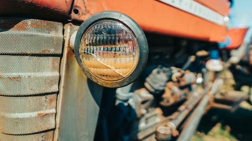 Close-up of old vintage car