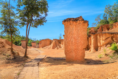 View of rock formations against sky
