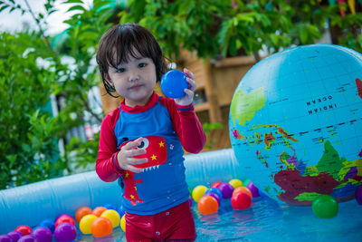 Boy playing with ball