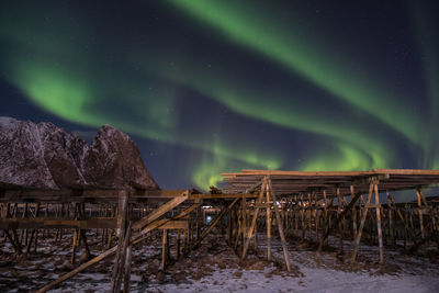 Scenic view of snowy landscape against sky at night