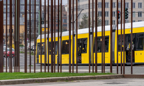 View of yellow tram 