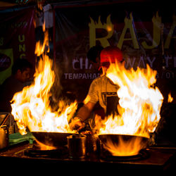 Bonfire on display at night