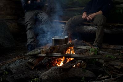 High angle view of man preparing food