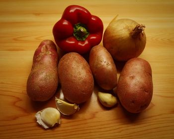 High angle view of fruits on table