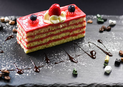 Close-up of cake on table