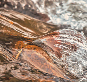 High angle view of water flowing through rocks