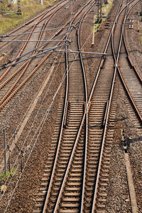 High angle view of railroad tracks