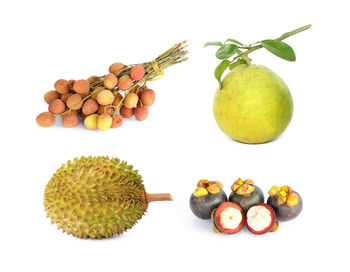 Close-up of fruits against white background