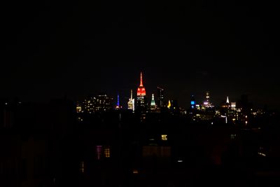 Illuminated city at night