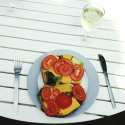 Close-up of breakfast served on table