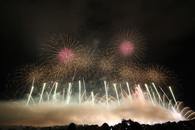 Firework display at night