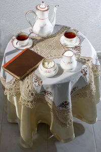 High angle view of cake on table