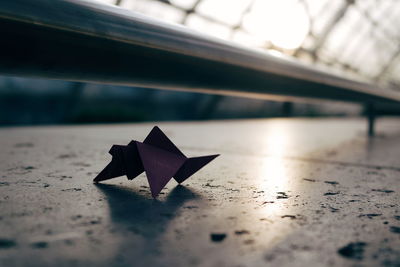 Close-up of origami on floor