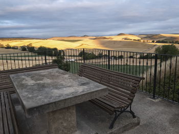 Countryside near granon, spain. village on the camino de santiago.