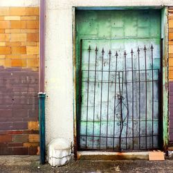 Closed door of house