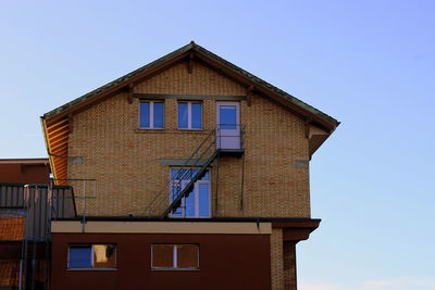 Low angle view of building against clear sky