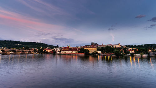 Prague castle and charles bridge view