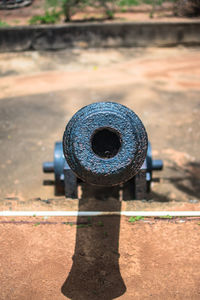 High angle view of wheel in city