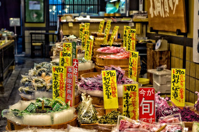 High angle view of various food for sale in market