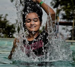 Portrait of a girl in swimming pool