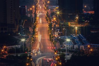 Illuminated cityscape at night