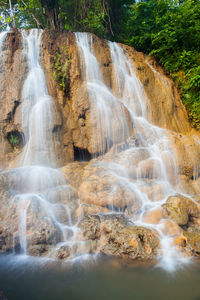 Scenic view of waterfall in forest