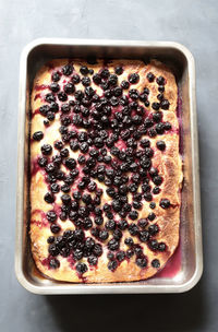 High angle view of breakfast on table