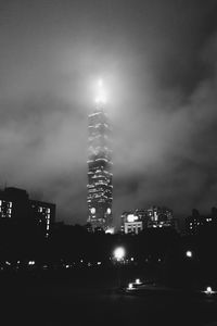 Illuminated cityscape at night