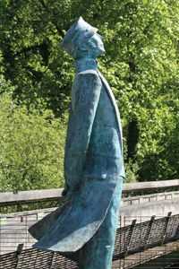 Close-up of statue against trees