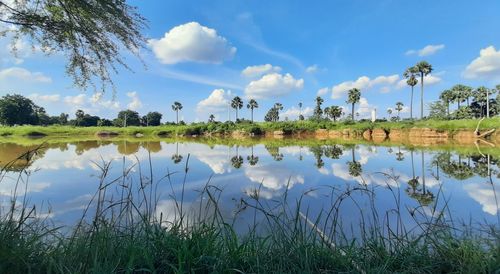 Scenic view of lake against sky