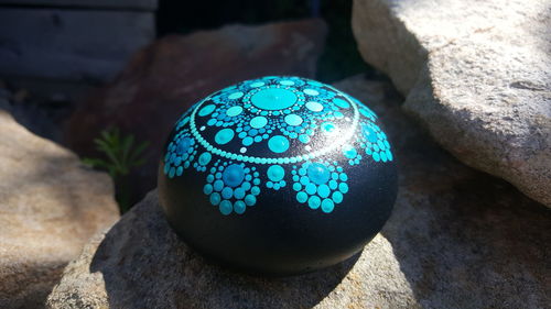 High angle view of rocks on rock