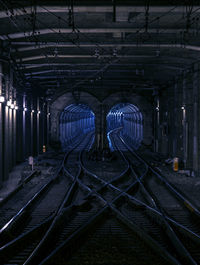 View of railroad tracks in tunnel