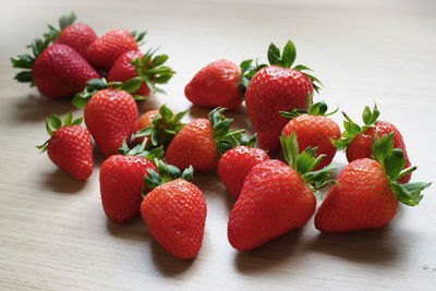 Close-up of strawberries on table