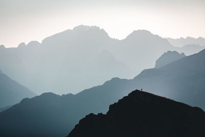 Scenic view of silhouette mountains against sky