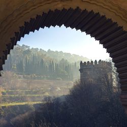 The view of the valley of the river darro. ladies tower, la alhambra gardens.