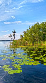 Scenic view of lake against sky