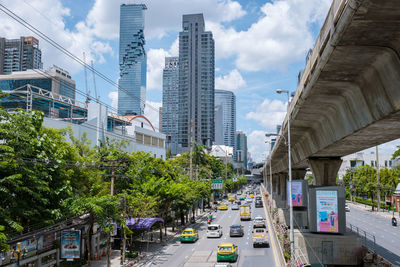 High angle view of buildings in city