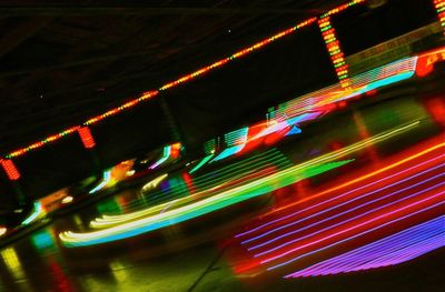 Light trails on road at night