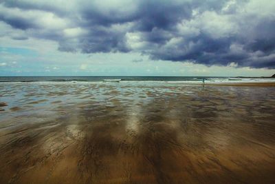 Scenic view of sea against cloudy sky