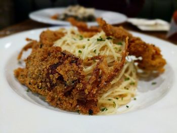 Close-up of meal served in plate