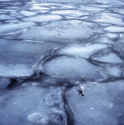 High angle view of man on snow