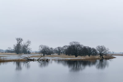 Scenic view of lake against clear sky
