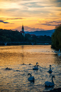 View of city at sunset