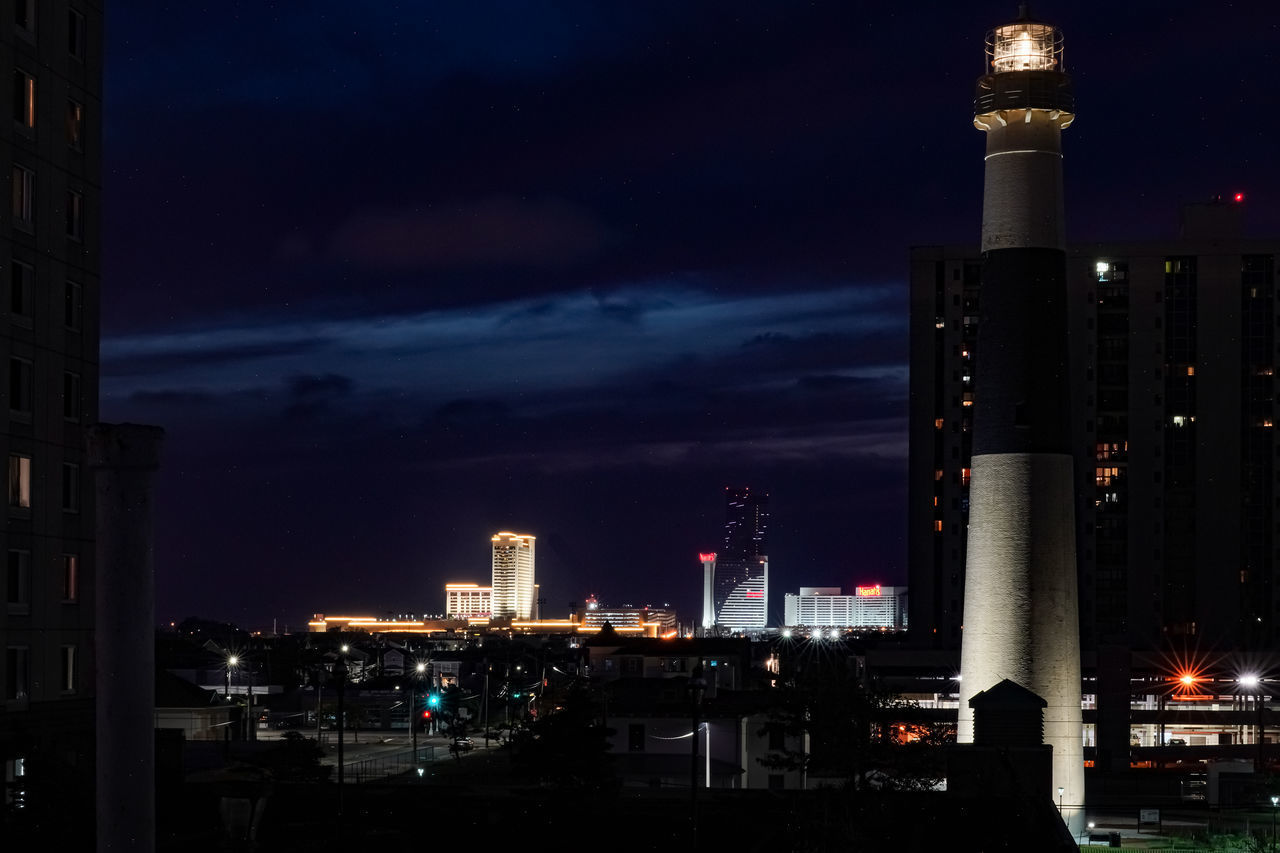 ILLUMINATED CITY AGAINST SKY AT NIGHT