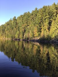 Scenic view of lake against clear sky