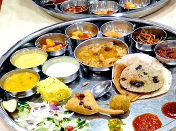 High angle view of food on table