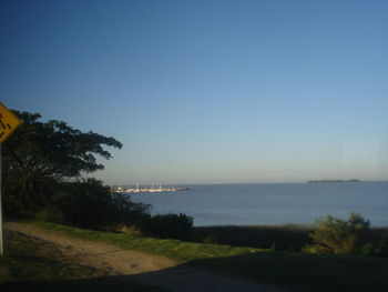 Scenic view of sea against clear sky