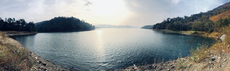 Panoramic view of lake against sky