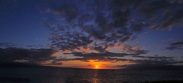 Scenic view of sea against sky during sunset