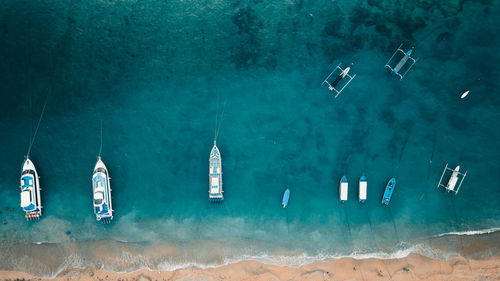 High angle view of swimming pool in sea